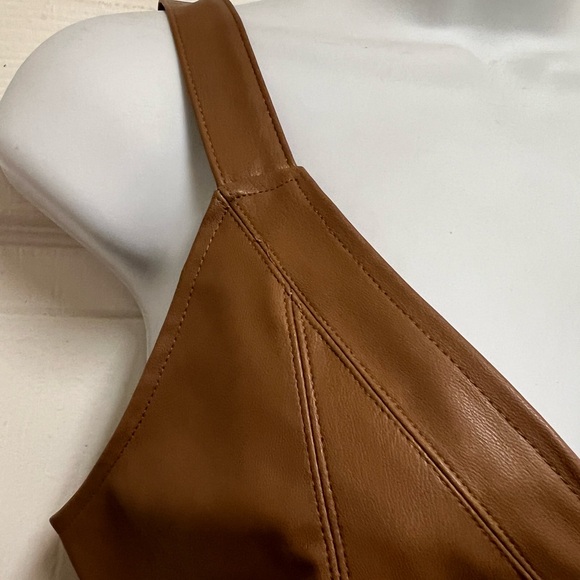 Zara Tops Zara Caramel Faux Leather Cut Out Top - Picture 7 of 9